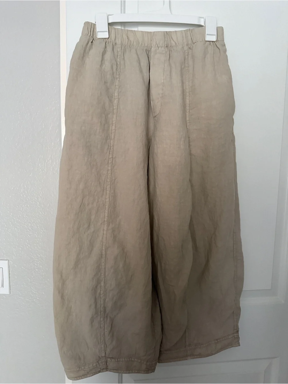 Zara Women's Wide-Leg Linen-Blend Chinos in Cream